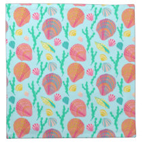 Bright Seashells and Seaweed Pattern  Cloth Napkin