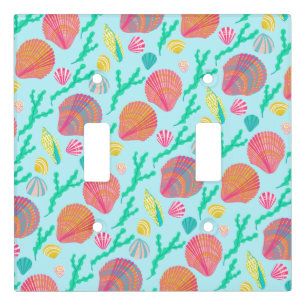 Bright Seashells and Seaweed Pattern  Light Switch Cover
