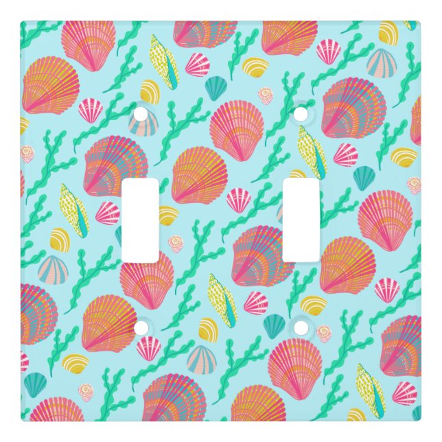 Bright Seashells and Seaweed Pattern  Light Switch Cover (Front)