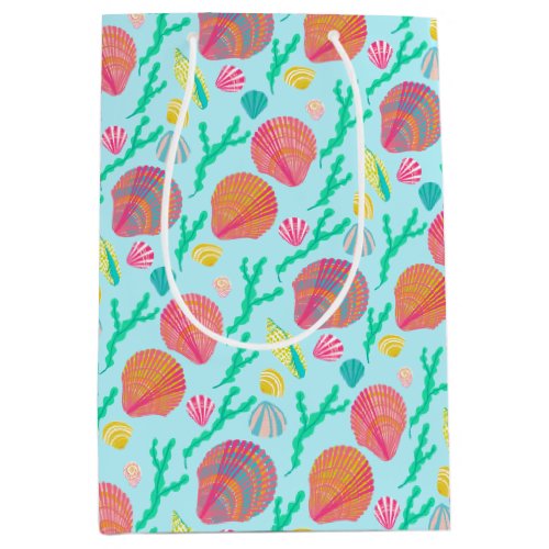 Bright Seashells and Seaweed Pattern  Medium Gift Bag