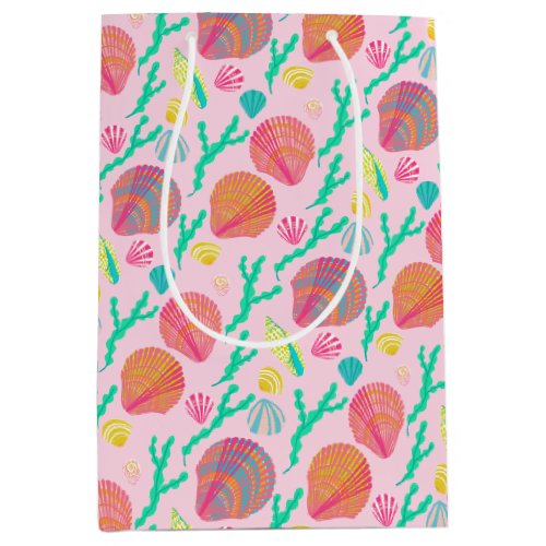 Bright Seashells and Seaweed Pattern  Medium Gift Bag