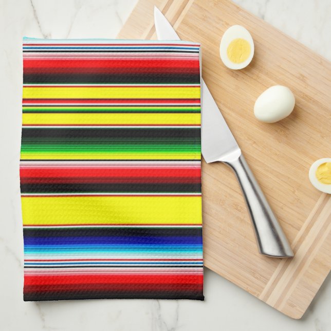 Bright serape stripes kitchen towel (Quarter Fold)