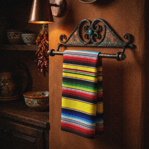 Bright serape stripes kitchen towel