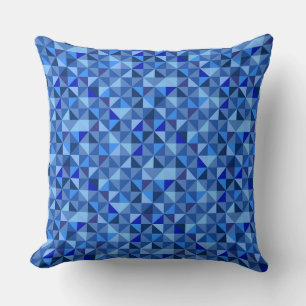 BRIGHT SHADES OF BLUE GEOMETRIC PATTERNS THROW PILLOW