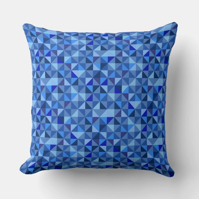 BRIGHT SHADES OF BLUE GEOMETRIC PATTERNS THROW PILLOW (Front)