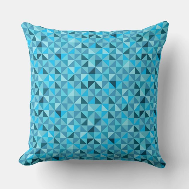 BRIGHT SHADES OF TURQUOISE GEOMETRIC PATTERNS THROW PILLOW (Front)