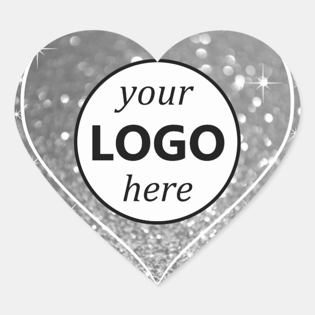 Bright Shimmery Silver Glitter Sparkle Stars Logo Heart Sticker (Front)