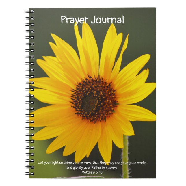 Bright Shining Sunflower Bible Verse Prayer Notebook (Front)