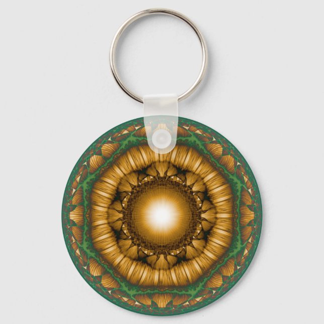 Bright shiny floral fractal pattern keychain (Front)