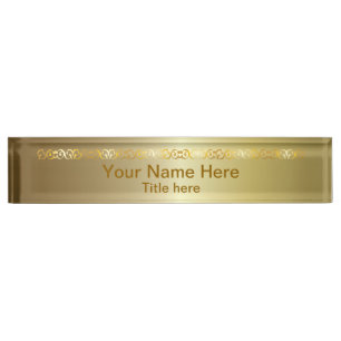 Bright Shiny Gold DIY Name and Title Name Plate