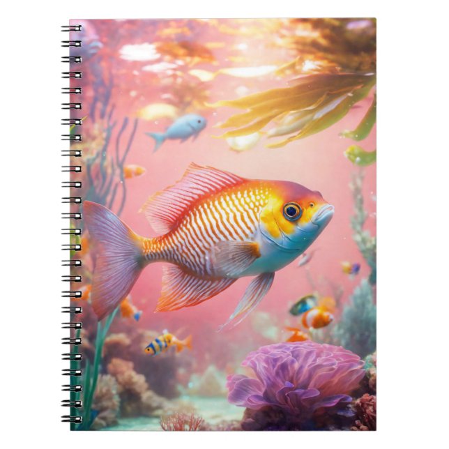 Bright & Shiny Pastel Rose Colorful Aquarium Notebook (Front)