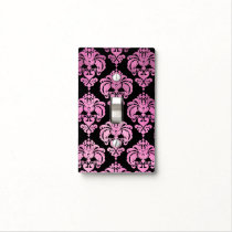 Bright Shiny Pink & Black Glam Pattern Modern Chic Light Switch Cover