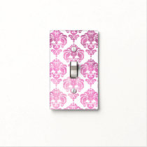 Bright Shiny Pink & White Glam Pattern Modern Chic Light Switch Cover