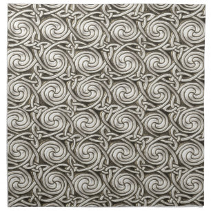 Bright Shiny Silver Celtic Spiral Knots Pattern Cloth Napkin