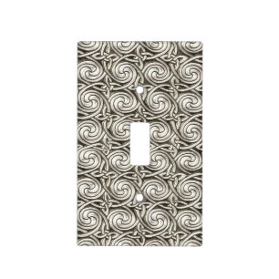Bright Shiny Silver Celtic Spiral Knots Pattern Light Switch Cover