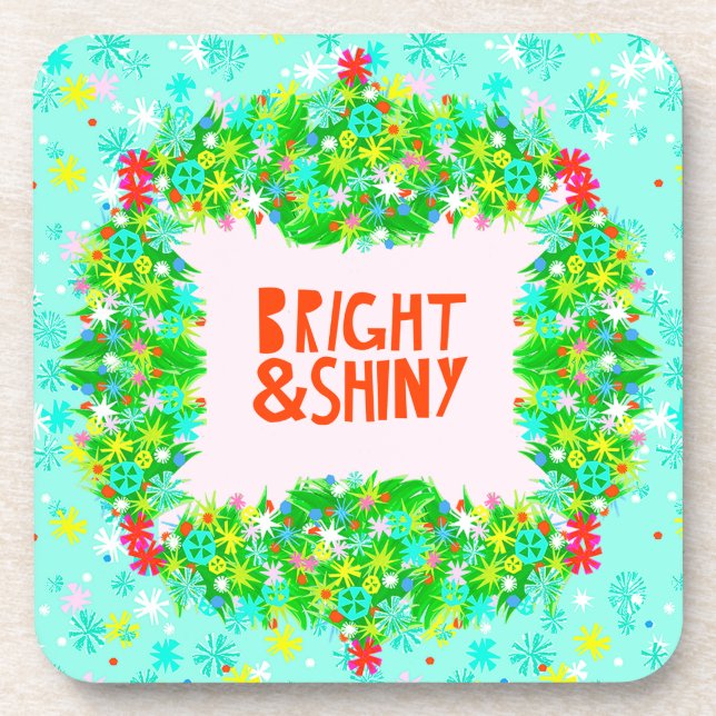 Bright & Shiny Wreath Beverage Coaster (Front)