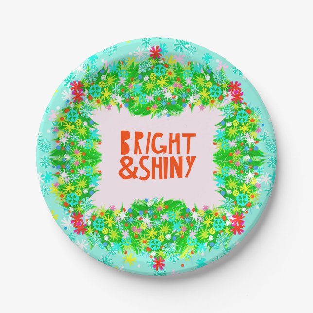 Bright & Shiny Wreath Paper Plates (Front)