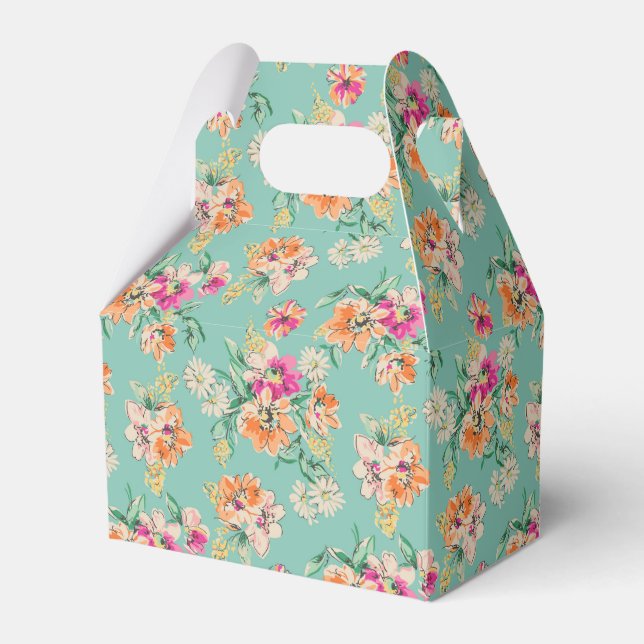 Bright Sketch Floral Pattern Favor Boxes (Front Side)