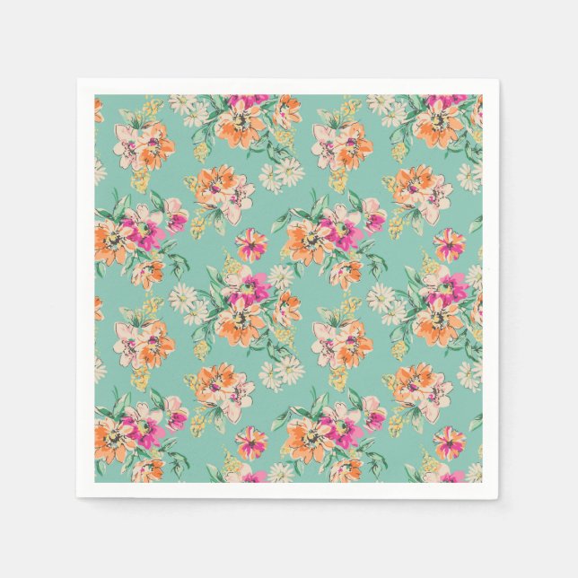 Bright Sketch Floral Pattern Napkins (Front)