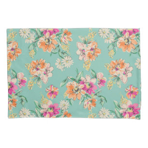 Bright Sketch Floral Pattern Pillow Case
