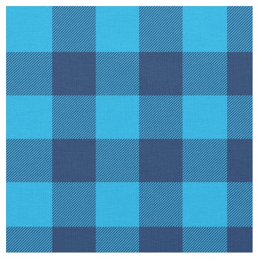 Bright Sky and Navy Blue Gingham Plaid Fabric