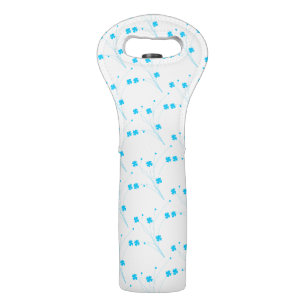 Bright Sky Blue Flowers, Small Floral Print Wine Bag