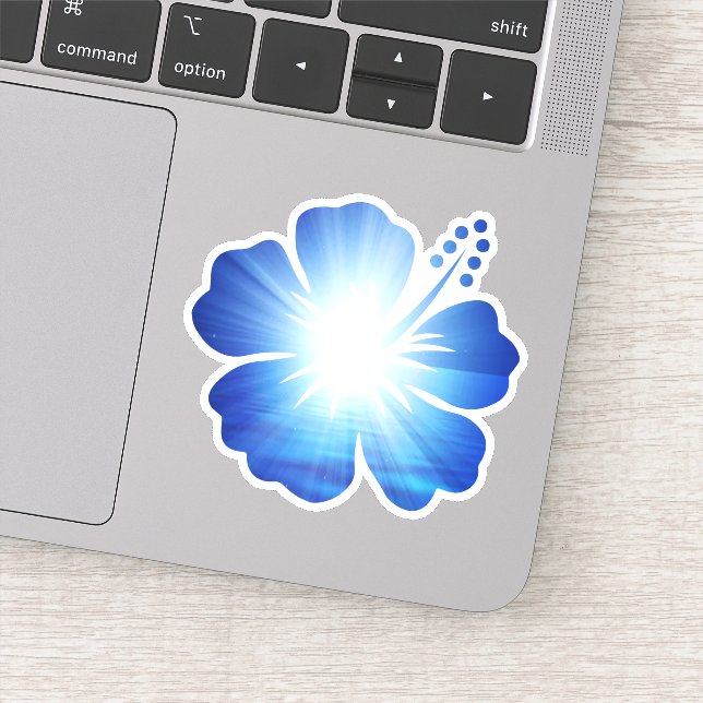 Bright Sky Blue Hibiscus Flower Sticker (Detail)
