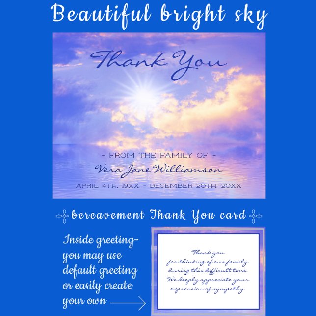 Bright Sky over Serene Water Bereavement Thank You Card (Creator Uploaded)
