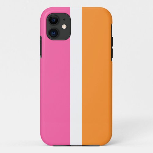 Bright Sleek Pink Orange White Summer Stripes iPhone 11 Case