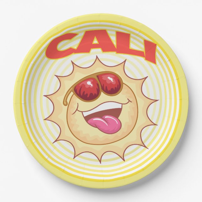 Bright Smiling Cali Sun Paper Plates (Front)