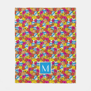Bright Smiling Faces Monogram Fleece Blanket