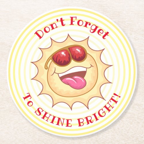 Bright Smiling Sunshine Round Paper Coaster