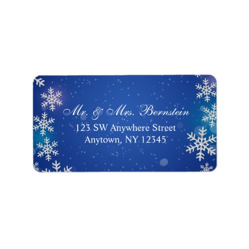 Bright Snowflakes Blue Winter Address Label