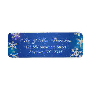 Bright Snowflakes Blue Winter Return Address Label