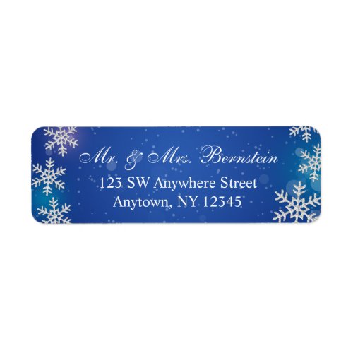 Bright Snowflakes Blue Winter Return Address Label