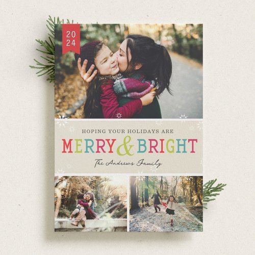Bright Snowflakes by Origami Prints Photo Card