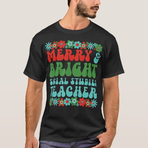 Bright Social Studies Teacher Christmas Social Stu T_Shirt