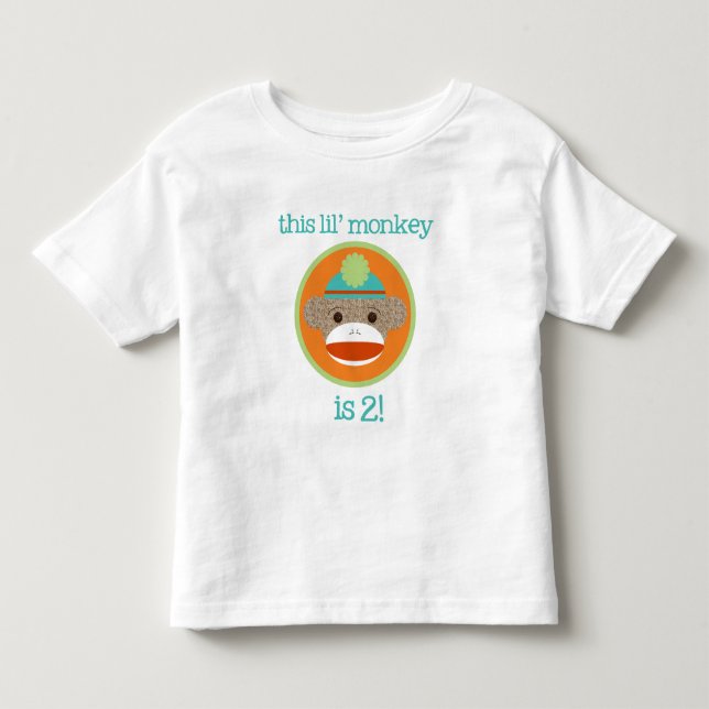 Bright Sock Monkey: Second Birthday Tee (Front)