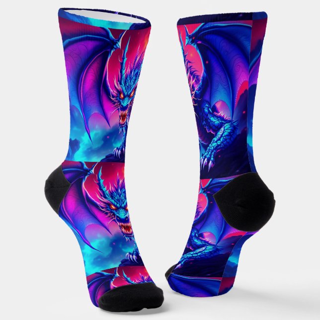 Bright Socks RANDOPIX Blue Red Dragon 0039508 (Angled)