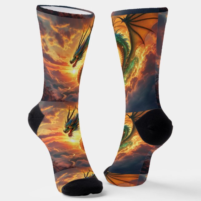 Bright Socks UNISEX Emerald Green Dragon 0040753 (Angled)