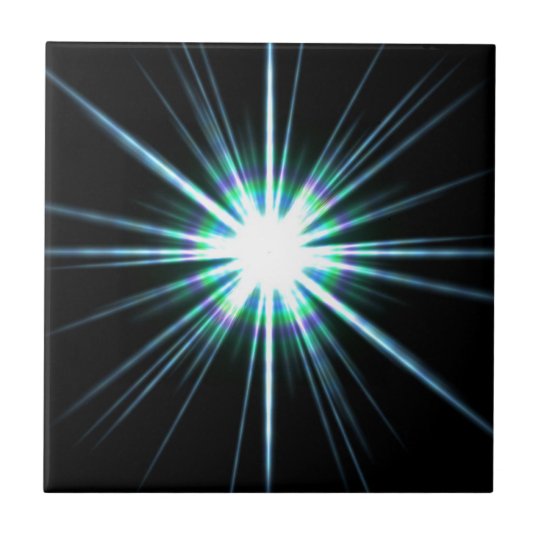 Bright Solar Flare Burst Ceramic Tile