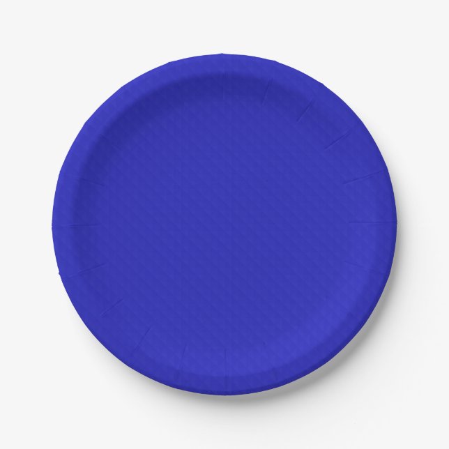 Bright Solid neon blue textured. Paper Plates (Front)