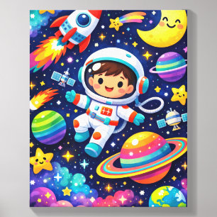 Bright Space Adventure Kids Wall Art Canvas Photo Tile