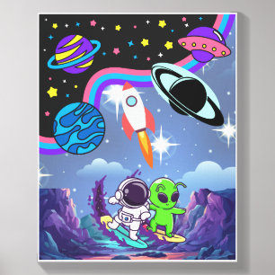 Bright Space Adventure Kids Wall Art Canvas Photo Tile