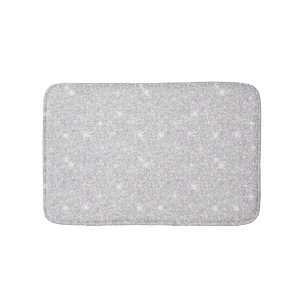 Bright Sparkle White Silver Color Merry Christmas Bath Mat