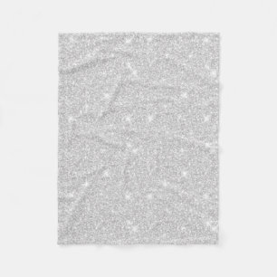 Bright Sparkle White Silver Color Merry Christmas Fleece Blanket
