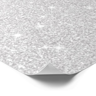 Bright Sparkle White Silver Color Merry Christmas Poster