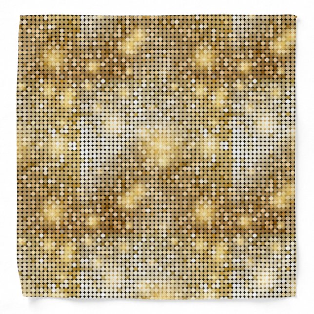 Bright sparkling golden sequin glitters disco ball bandana (Front)