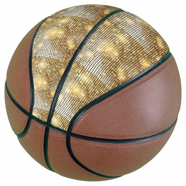 Bright sparkling golden sequin glitters disco ball basketball (Angled)