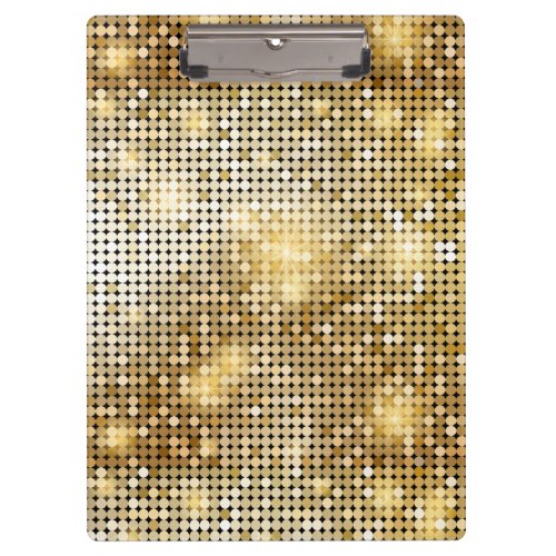 Bright sparkling golden sequin glitters disco ball clipboard